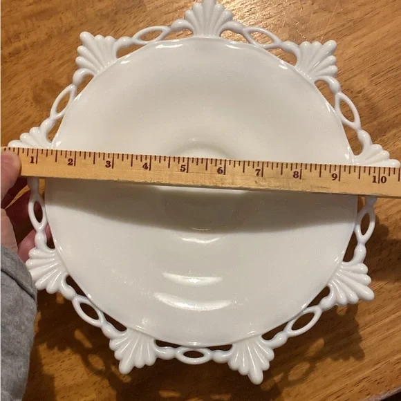 Vintage Milk Glass Pedestal Plate - Picture 3 of 4